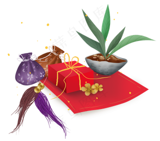 新年元宵节香囊和新年礼物,免抠元素