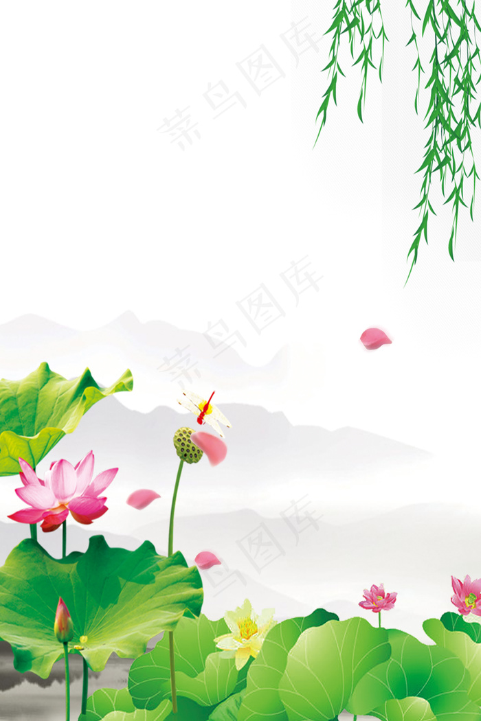 简单美丽荷花主题背景