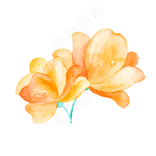 水彩风手绘黄色花朵矢量图