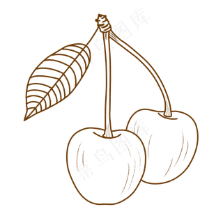 线描樱桃水果