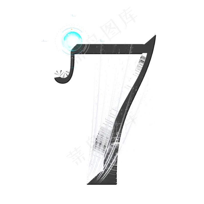 银色科技数字7(2000*2000px 	      )psd模版下载