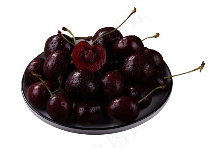 盘子里的新鲜樱桃水果