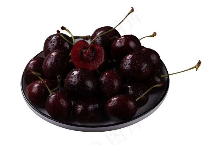 盘子里的新鲜樱桃水果(4784X3264(DPI:300))psd模版下载