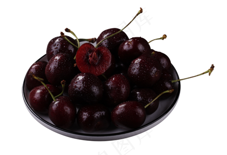 盘子里的新鲜樱桃水果