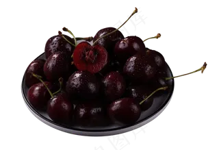盘子里的新鲜樱桃水果