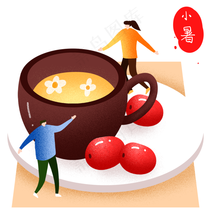 小暑喝菊花茶(2000X2000(DPI:300))psd模版下载