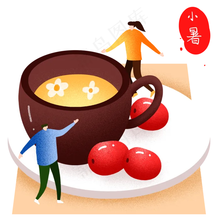 小暑喝菊花茶(2000X2000(DPI:300))psd模版下载