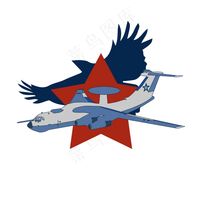 简约扁平卡通建军节空军战斗机飞(2000X2000(DPI:300))ai矢量模版下载