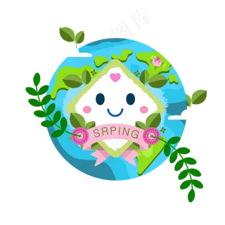 手绘风可爱绿色世界地球日元素