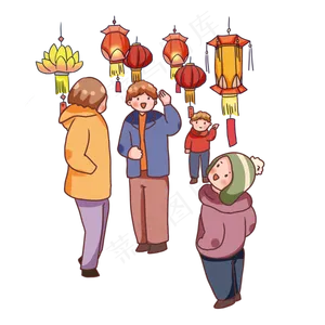 鼠年新春元宵节逛庙会,免抠元素