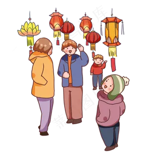 鼠年新春元宵节逛庙会,免抠元素