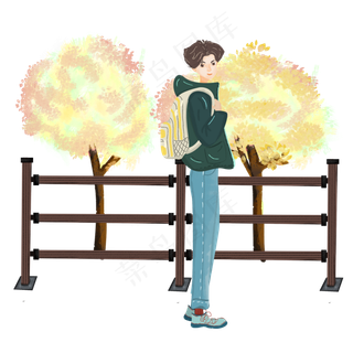 开学季背着书包上学的男孩 开学季背着书包上学的男孩