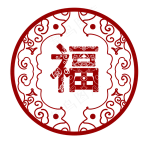 福字装饰标签简笔画,免抠元素