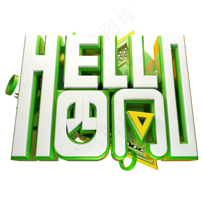 hello四月3D字体设计psd模版下载