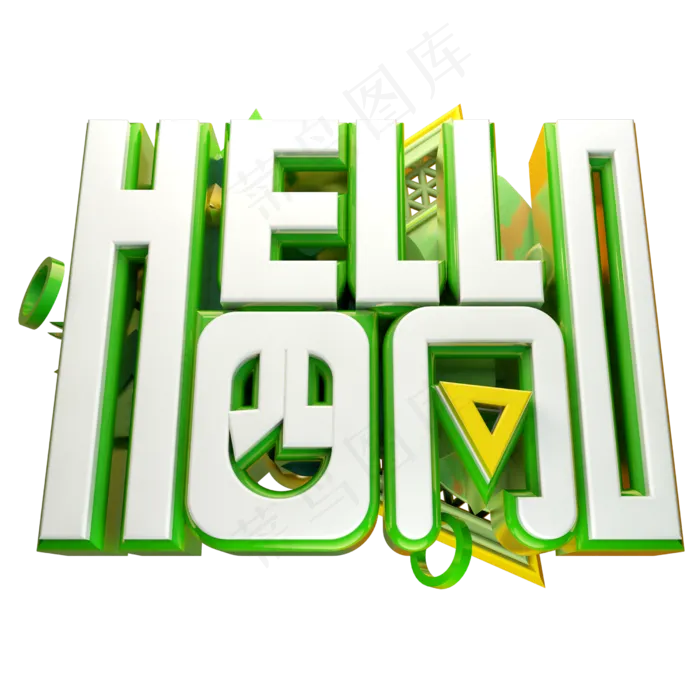 hello四月3D字体设计psd模版下载