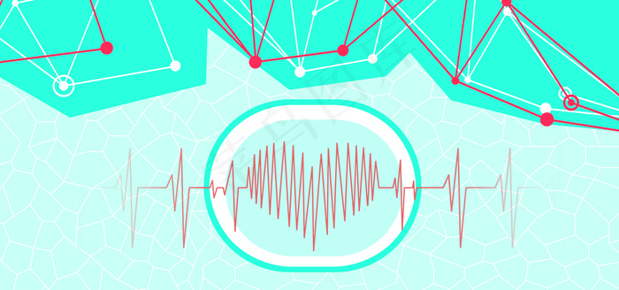 淘宝矢量卡通医疗保护心电图数据海报背景