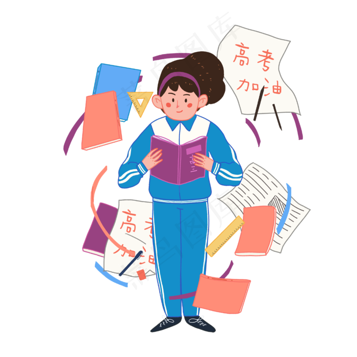 高考加油做题冲刺考生校园PNG(3000X3000(DPI:300))psd模版下载