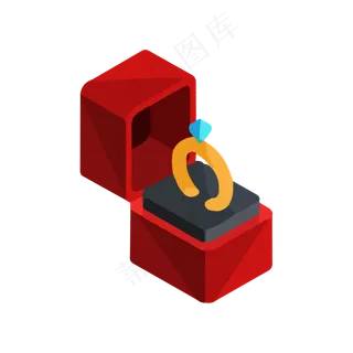 婚礼求婚戒指2.5D立体免扣,免抠元素