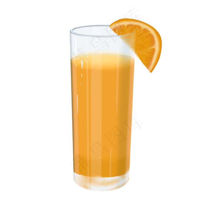 一杯带一片橙子的果汁