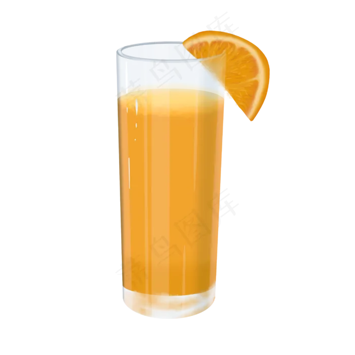 一杯带一片橙子的果汁(3000X3000(DPI:300))psd模版下载