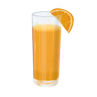 一杯带一片橙子的果汁