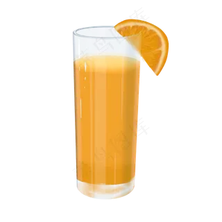 一杯带一片橙子的果汁