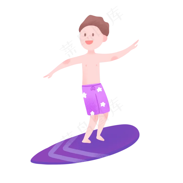 可爱夏日冲浪男孩