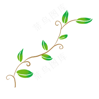 带茎植物绿叶卡通