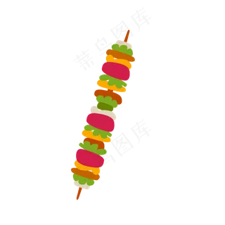 矢量串串好吃的烤肉串