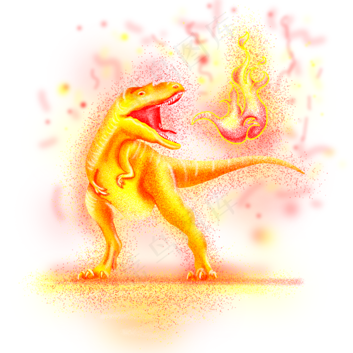 梦幻恐龙喷火,免抠元素(2000*2000px 300 dpi )psd模版下载