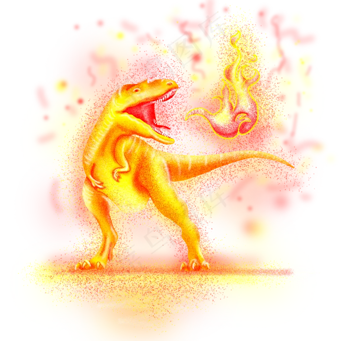 梦幻恐龙喷火,免抠元素(2000*2000px 300 dpi )psd模版下载