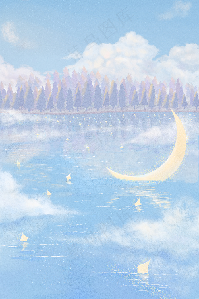治愈美景清新湖水蓝天