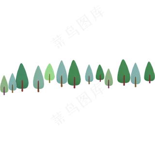 手绘卡通矢量小树,免抠元素