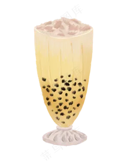 珍珠奶茶饮品手绘图,免抠元素