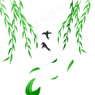 春季装饰柳枝和燕子