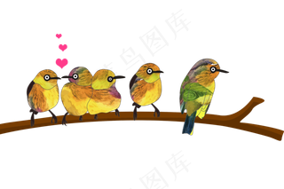 爱心亲吻小鸟