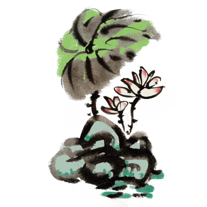夏天清凉芙蓉手绘水墨(4000X4000(DPI:300))psd模版下载
