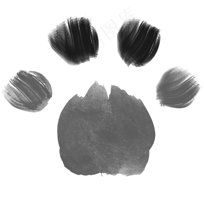 水墨猫抓印,免抠元素(2000X2000(DPI:300))psd模版下载