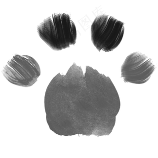水墨猫抓印,免抠元素