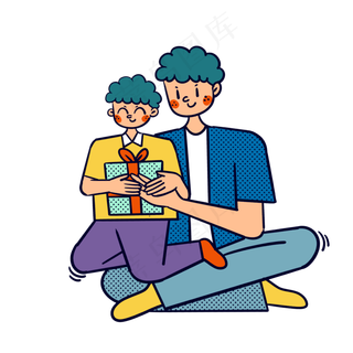 矢量免抠卡通可爱儿童节爸爸和儿