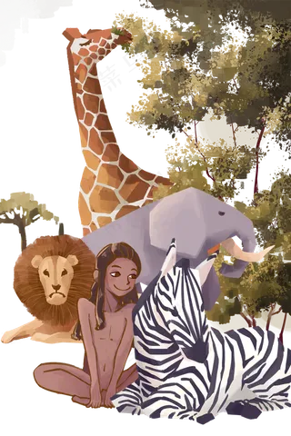 保护动物非洲草原自然生态和谐,免抠元素