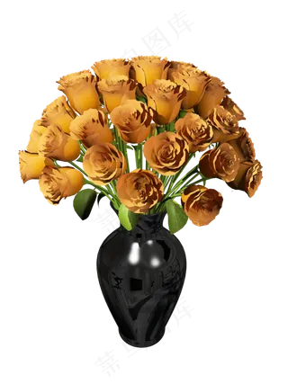 家居装饰品黄玫瑰花瓶