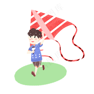 儿童节男孩放风筝素材