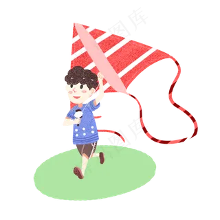 儿童节男孩放风筝素材