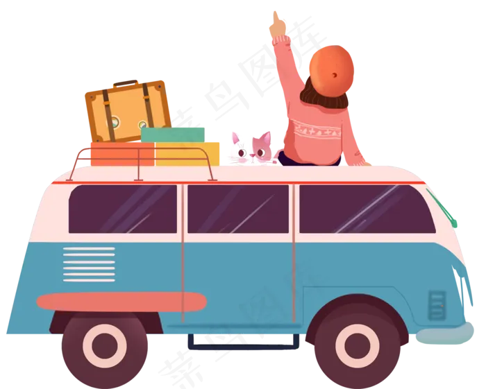 女孩猫咪汽车(2000X1604(DPI:300))psd模版下载