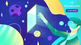撞色系扁平风互联网vr科技技术