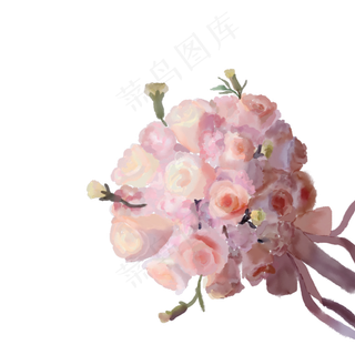 粉色水彩手绘玫瑰花束免抠元素