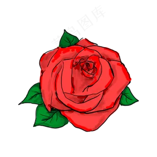 手绘的玫瑰花朵可商用元素