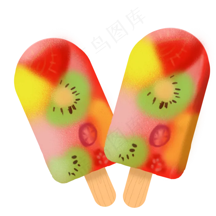 混合水果果肉雪糕冰淇淋(2000X2000(DPI:300))psd模版下载