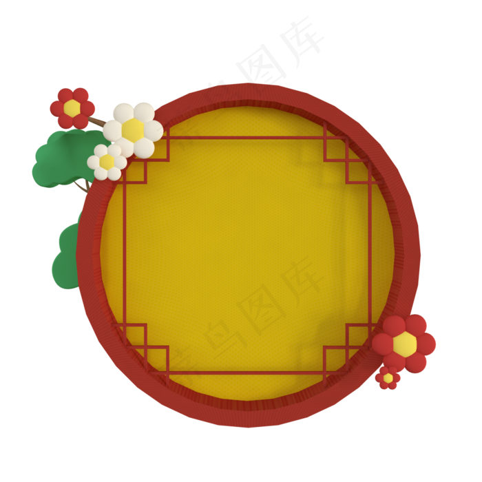 c4d新年框免费下载,免抠元素(3000*3000px 300 dpi )
